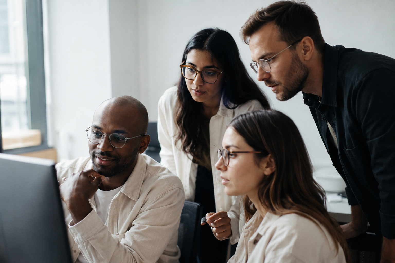 A modern recruitment team collaborating around Senjep
